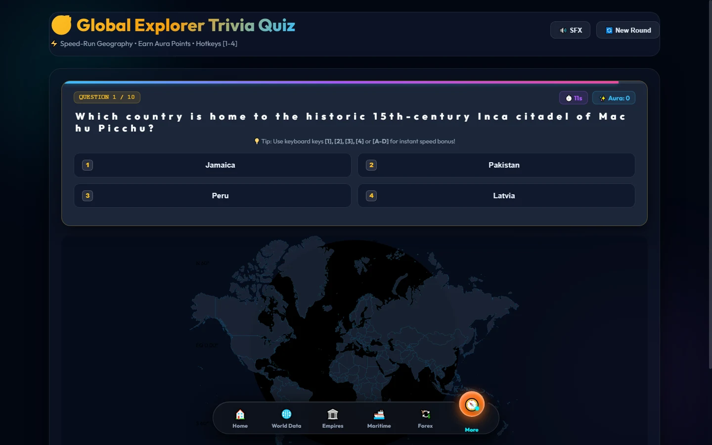 Global Geography Quiz - Vector Globe Trivia Challenge