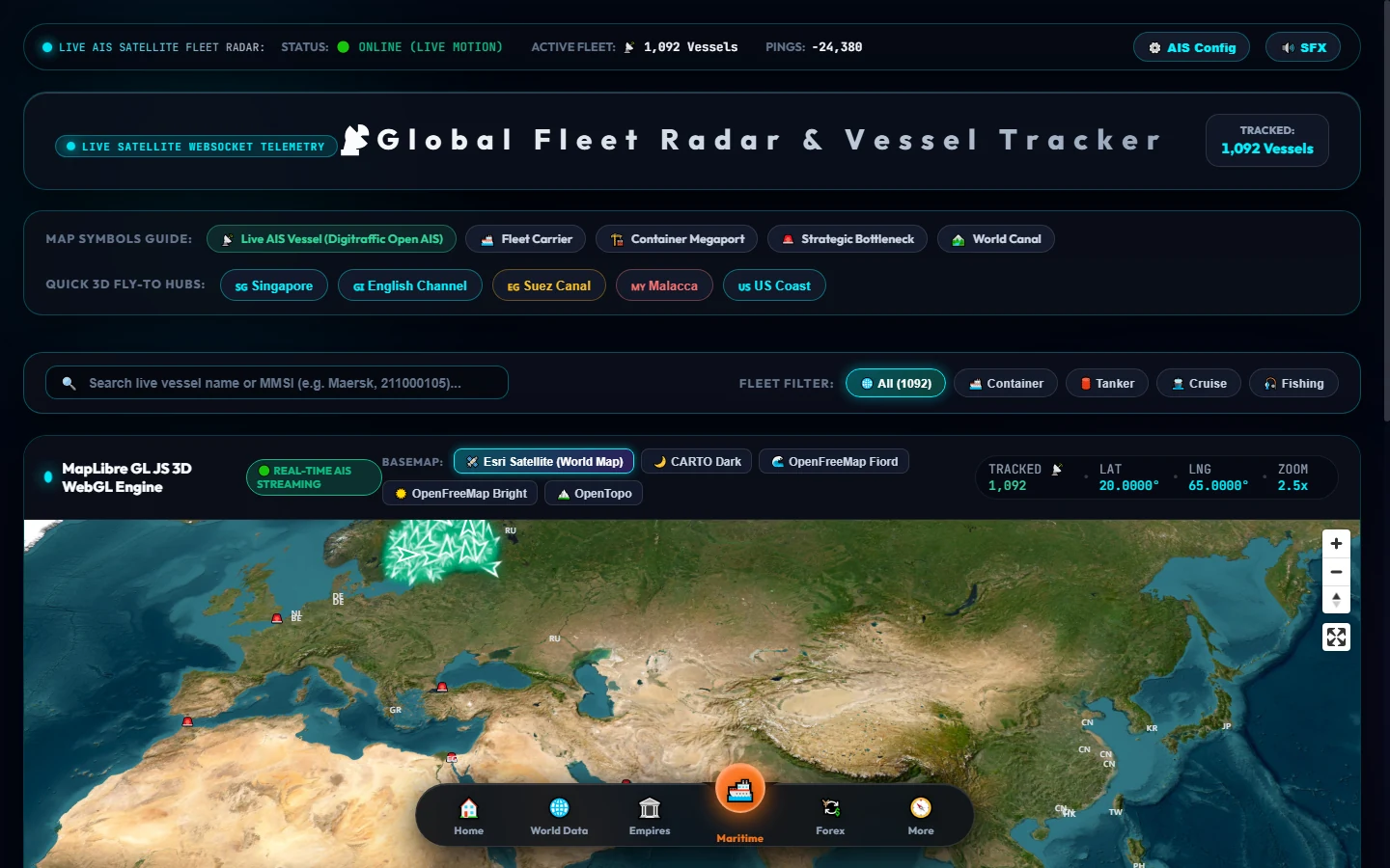 Maritime AIS Vessel Radar - Live Global Fleet Tracking